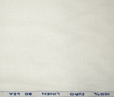 Solino Men's European Linen 80 LEA Solids 3.50 Meter Unstitched Shirting Fabric (White)