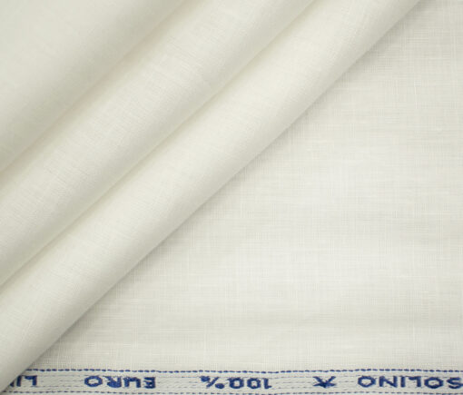 Solino Men's European Linen 80 LEA Solids 3.50 Meter Unstitched Shirting Fabric (White)