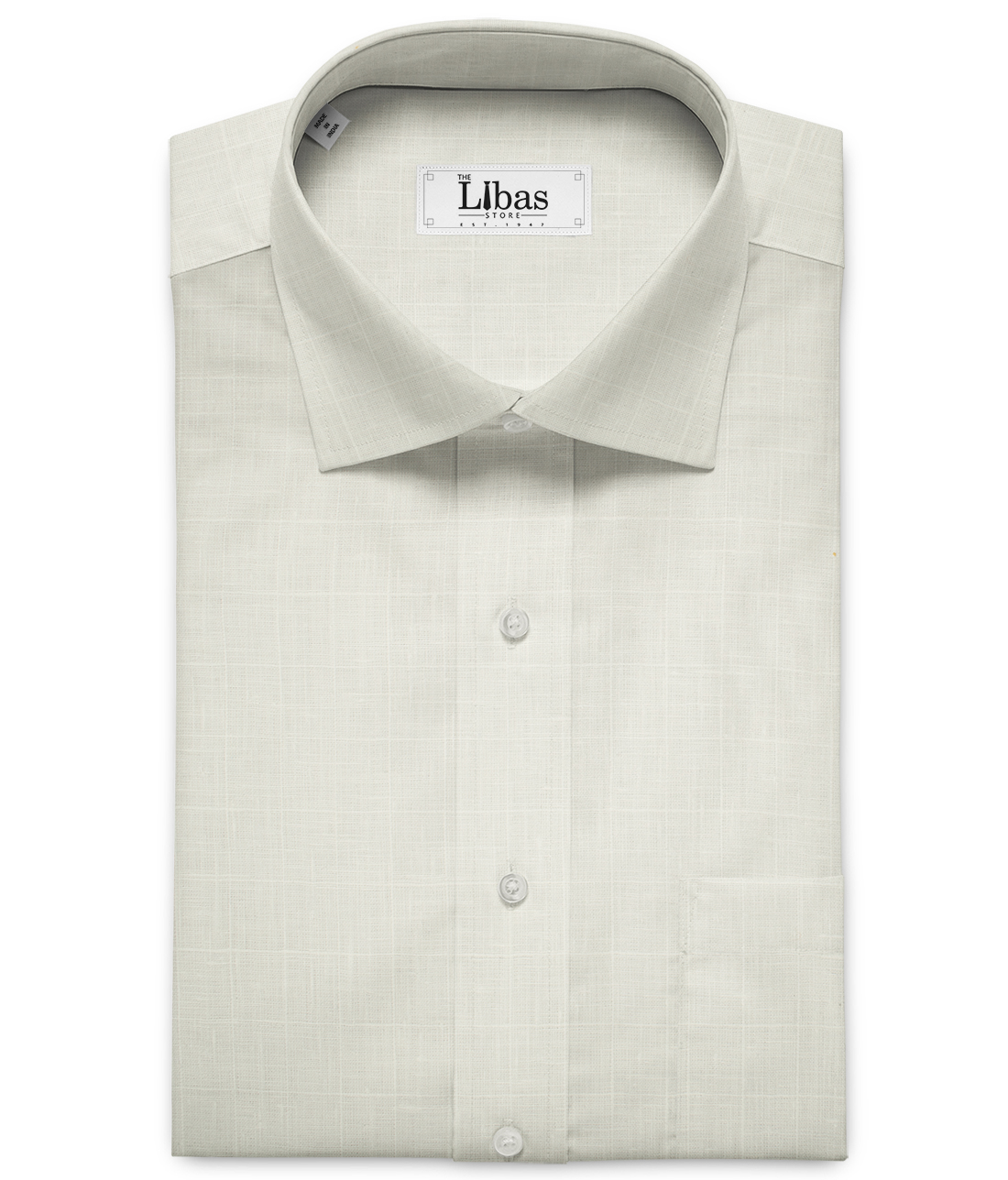 Solino Men's European Linen 80 LEA Checks 2.25 Meter Unstitched Shirting Fabric (White)