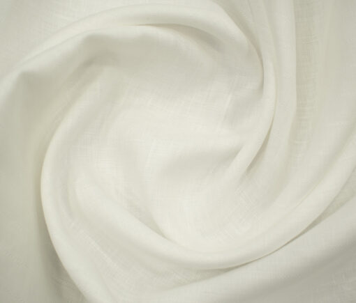 Solino Men's European Linen 80 LEA Striped 2.25 Meter Unstitched Shirting Fabric (White)