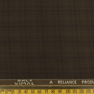 Vimal Men's Polyester Viscose Self Design 3.75 Meter Unstitched Suiting Fabric (Brown)