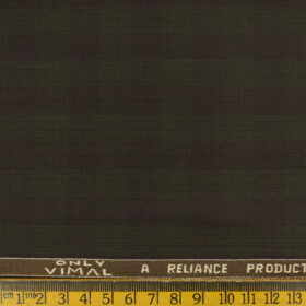 Vimal Men's Polyester Viscose Checks 3.75 Meter Unstitched Suiting Fabric (Dark Brown)