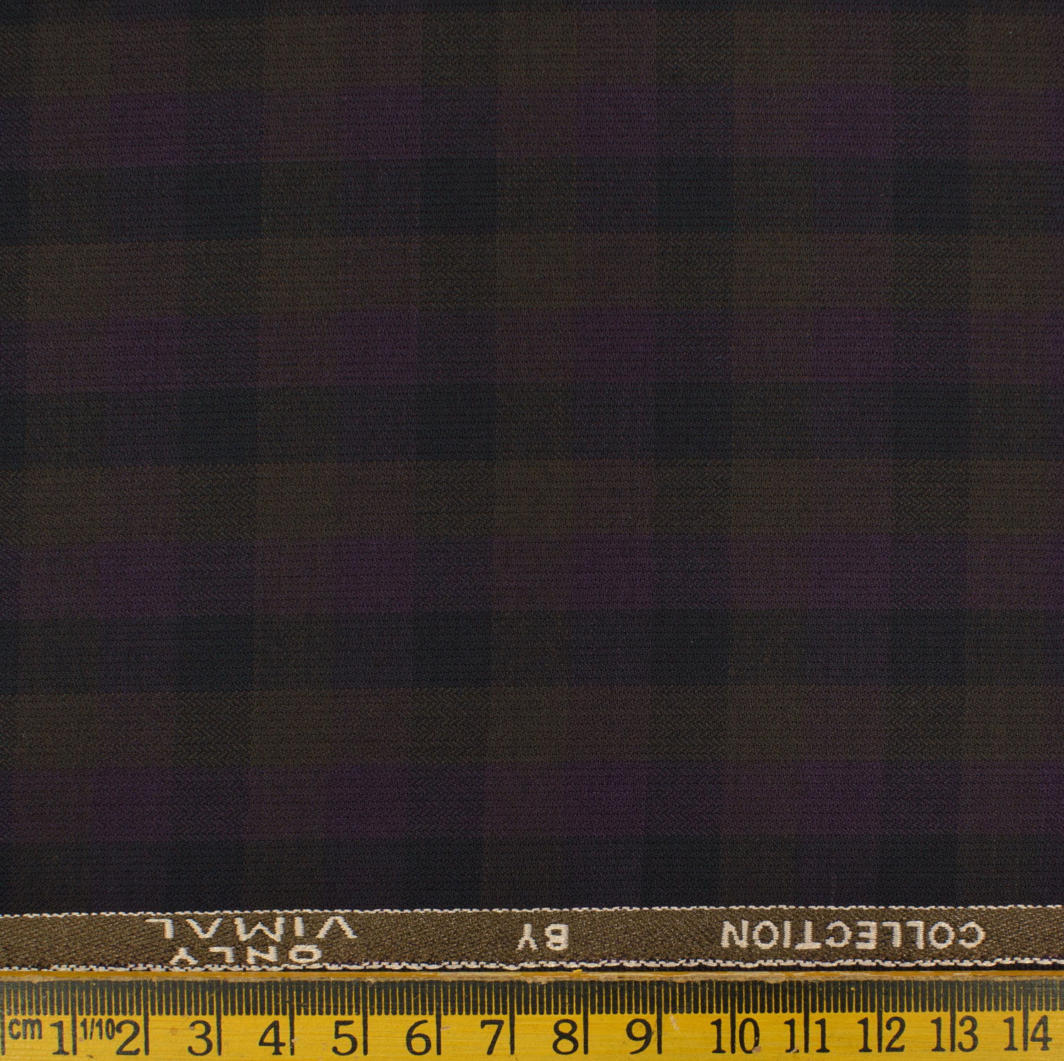 Vimal Men's Polyester Viscose Checks 3.75 Meter Unstitched Suiting Fabric (Purple)