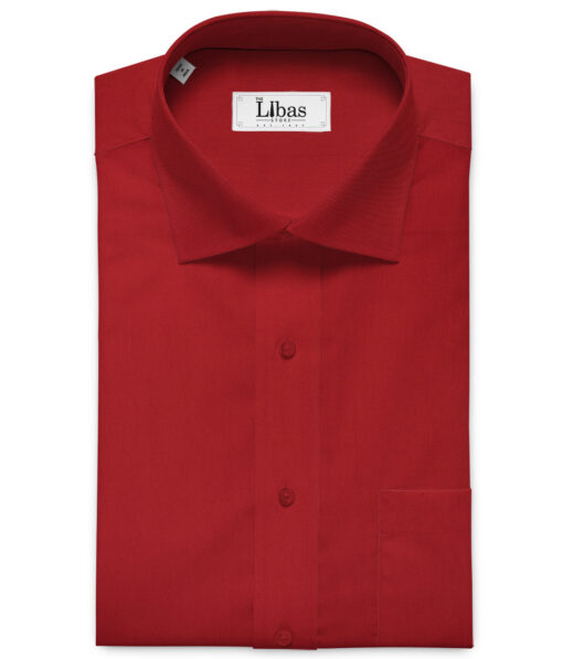 Arvind Men's Premium Cotton Solids 2.25 Meter Unstitched Shirting Fabric (Bright Red)
