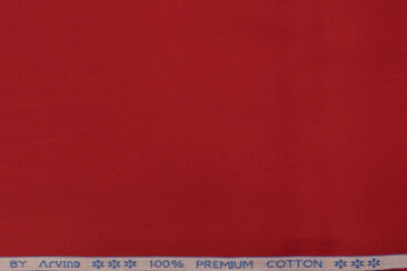Arvind Men's Premium Cotton Solids 2.25 Meter Unstitched Shirting Fabric (Bright Red)