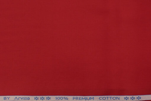 Arvind Men's Premium Cotton Solids 2.25 Meter Unstitched Shirting Fabric (Bright Red)