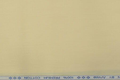 Arvind Men's Premium Cotton Solids 2.25 Meter Unstitched Shirting Fabric (Butter Milk)