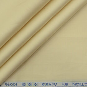 Arvind Men's Premium Cotton Solids 2.25 Meter Unstitched Shirting Fabric (Butter Milk)