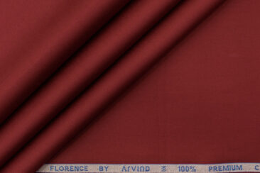 Arvind Men's Premium Cotton Solids 2.25 Meter Unstitched Shirting Fabric (Maroon Red)