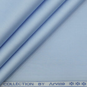 Arvind Men's Premium Cotton Solids 2.25 Meter Unstitched Shirting Fabric (Sky Blue)