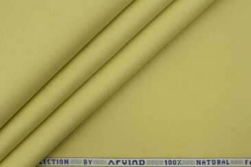 Arvind Men's Natural Cotton Solids 2.25 Meter Unstitched Shirting Fabric (Daffodil Yellow )