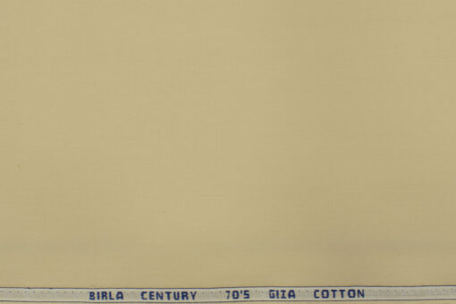 Birla Century Men's Giza Cotton  Super 70's Solids 2.25 Meter Unstitched Shirting Fabric (Beige )