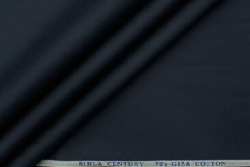 Birla Century Men's Giza Cotton  Super 70's Solids 2.25 Meter Unstitched Shirting Fabric (Dark Navy Blue)
