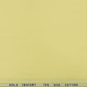 Birla Century Men's Giza Cotton Super 70's Solids 2.25 Meter Unstitched Shirting Fabric (Lemon Yellow)