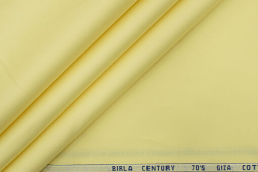 Birla Century Men's Giza Cotton Super 70's Solids 2.25 Meter Unstitched Shirting Fabric (Lemon Yellow)
