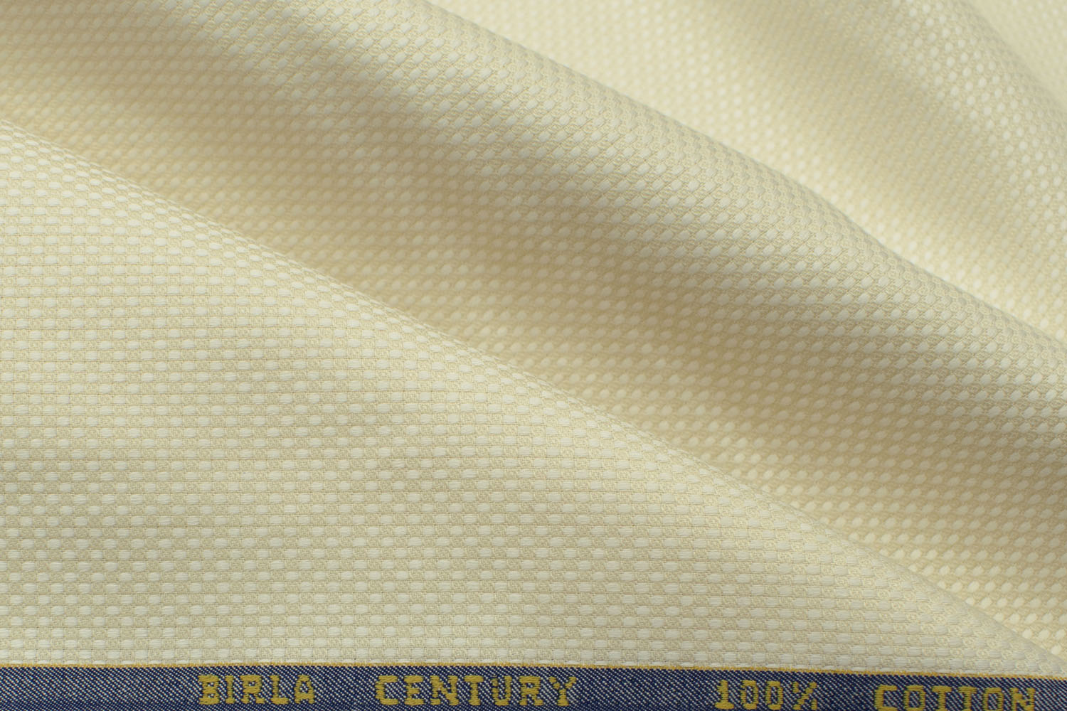 Birla Century Men's Cotton Solids 2.25 Meter Unstitched Shirting Fabric (Cream )