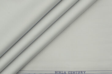 Birla Century Men's Pima Cotton Super 80's Solids 2.25 Meter Unstitched Shirting Fabric (Light Grey)