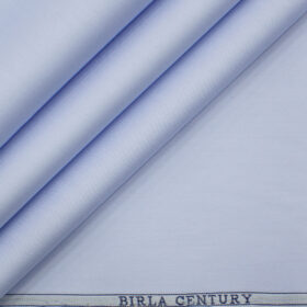 Birla Century Men's Pima Cotton Super 80's Solids 2.25 Meter Unstitched Shirting Fabric (Sky Blue)
