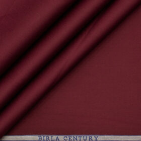 Birla Century Men's Pima Cotton Super 80's Solids 2.25 Meter Unstitched Shirting Fabric (Wine Red)