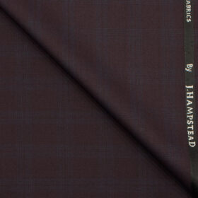 J.Hampstead Men's Polyester Viscose Checks 3.75 Meter Unstitched Suiting Fabric (Dark Wine)