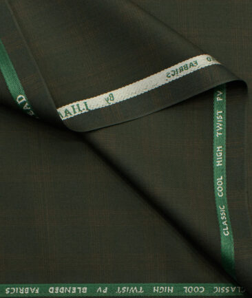 J.Hampstead Men's Polyester Viscose Checks  Unstitched Suiting Fabric (Dark Green) - Image 2