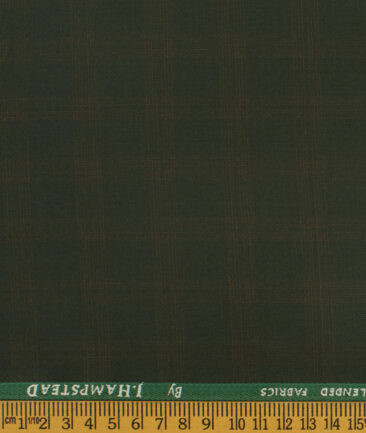 J.Hampstead Men's Polyester Viscose Checks  Unstitched Suiting Fabric (Dark Green) - Image 3
