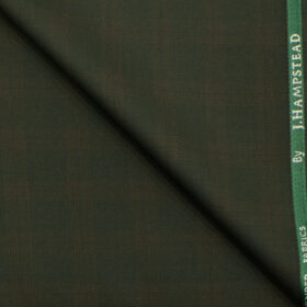 J.Hampstead Men's Polyester Viscose Checks 3.75 Meter Unstitched Suiting Fabric (Dark Green)