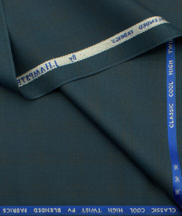 J.Hampstead Men's Polyester Viscose Checks  Unstitched Suiting Fabric (Dark Sea Green) - Image 2