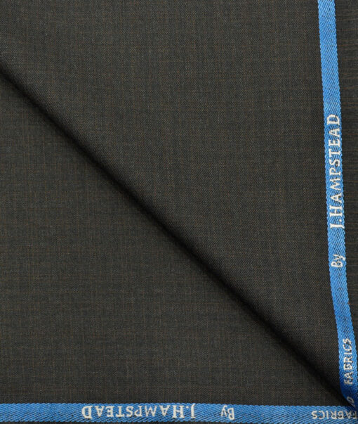 J.Hampstead Men's Polyester Viscose Checks 3.75 Meter Unstitched Suiting Fabric (Dark Grey)