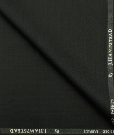 J.Hampstead Men's Polyester Viscose Structured 3.75 Meter Unstitched Suiting Fabric (Black)