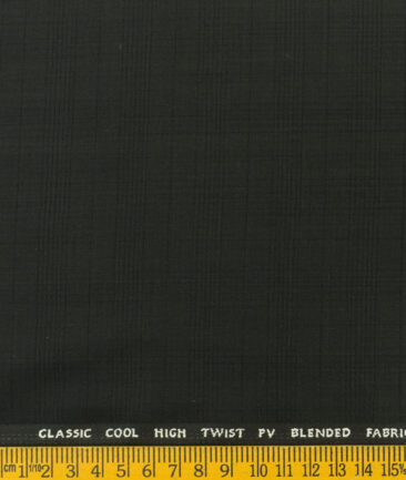 J.Hampstead Men's Polyester Viscose Checks  Unstitched Suiting Fabric (Black) - Image 3