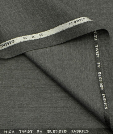J.Hampstead Men's Polyester Viscose Self Design  Unstitched Suiting Fabric (Worsted Grey) - Image 2