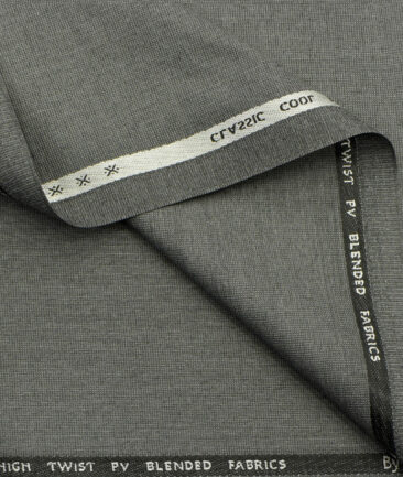 J.Hampstead Men's Polyester Viscose Structured  Unstitched Suiting Fabric (Light Grey) - Image 2