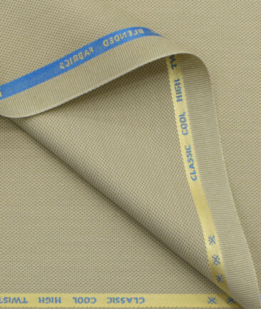 J.Hampstead Men's Polyester Viscose Structured  Unstitched Suiting Fabric (Beige) - Image 2