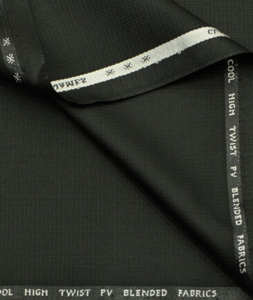 J.Hampstead Men's Polyester Viscose Structured  Unstitched Suiting Fabric (Black) - Image 2