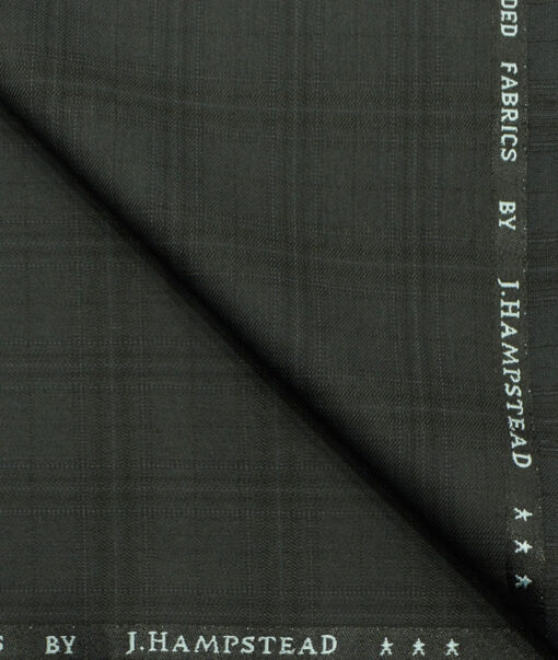 J.Hampstead Men's Polyester Viscose Checks 3.75 Meter Unstitched Suiting Fabric (Dark Grey)