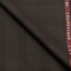 J.Hampstead Men's Polyester Viscose Checks 3.75 Meter Unstitched Suiting Fabric (Dark Wine)