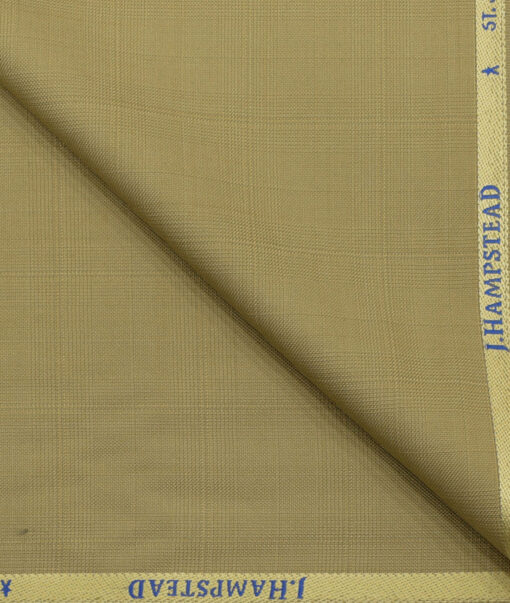 J.Hampstead Men's Polyester Viscose Checks 3.75 Meter Unstitched Suiting Fabric (Khakhi)