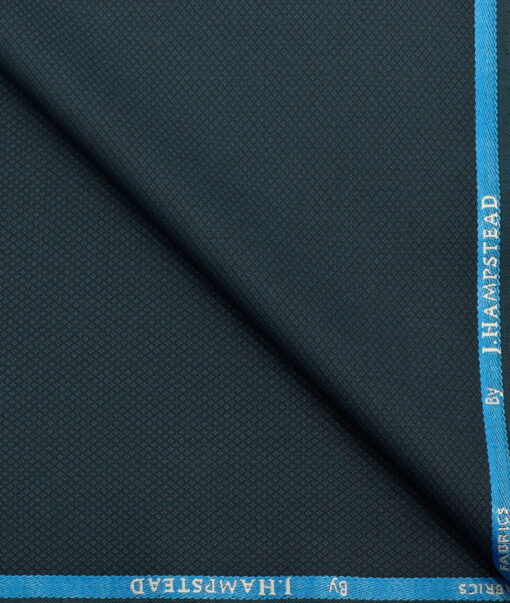 J.Hampstead Men's Polyester Viscose Structured 3.75 Meter Unstitched Suiting Fabric (Dark Peacock Blue)
