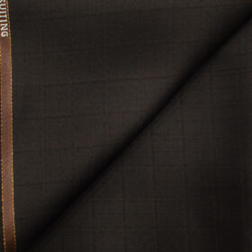 J.Hampstead Men's Wool Checks Super 90's 1.30 Meter Unstitched Trouser Fabric (Dark Wine)