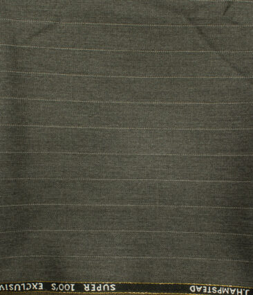 J.Hampstead Men's Wool Stripes Super 100's  Unstitched Trouser Fabric (Grey) - Image 2