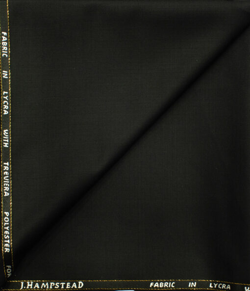 J.Hampstead Men's Wool Solids Super 110's 1.30 Meter Unstitched Trouser Fabric (Black)
