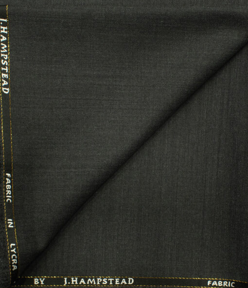 J.Hampstead Men's Wool Self Design Super 100's 1.30 Meter Unstitched Trouser Fabric (Dark Grey)