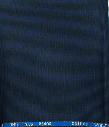 J.Hampstead Men's Wool Structured Super 90's 1.30 Meter Unstitched Trouser Fabric (Royal Blue) - Image 2