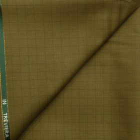 J.Hampstead Men's Wool Checks Super 90's 1.30 Meter Unstitched Trouser Fabric (Khakhi)