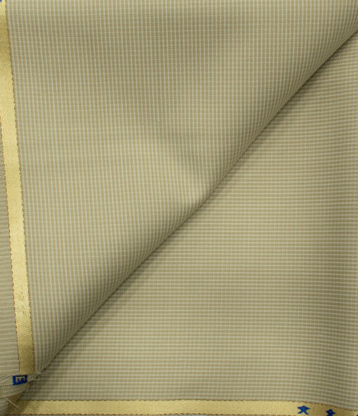 J.Hampstead Men's Wool Structured Super 90's 1.30 Meter Unstitched Trouser Fabric (Beige)