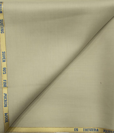 J.Hampstead Men's Wool Self Design Super 90's 1.30 Meter Unstitched Trouser Fabric (Cream)