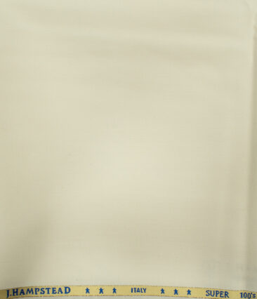 J.Hampstead Men's Wool Solids Super 100's 1.30 Meter Unstitched Trouser Fabric (Cream) - Image 2