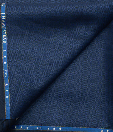 J.Hampstead Men's Wool Structured Super 100's 1.30 Meter Unstitched Trouser Fabric (Royal Blue)