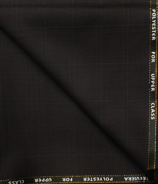 J.Hampstead Men's Wool Checks Super 100's 1.30 Meter Unstitched Trouser Fabric (Dark Wine)